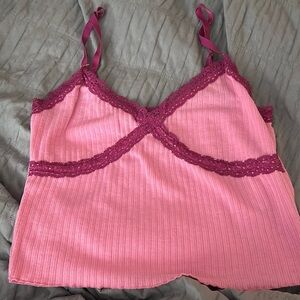 Pink cropped tank top